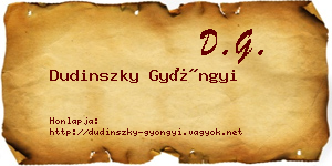 Dudinszky Gyöngyi névjegykártya